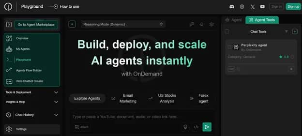 OnDemand AI Agents - Tool preview