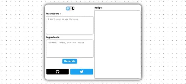 Random Recipe AI - Tool preview