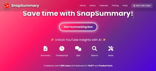 Snap Summary - Tool preview