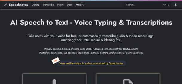 Speechnotes - Tool preview
