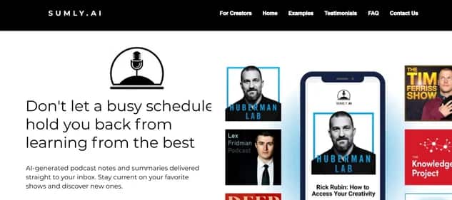 Sumly — AI podcast summaries & notes - Tool preview