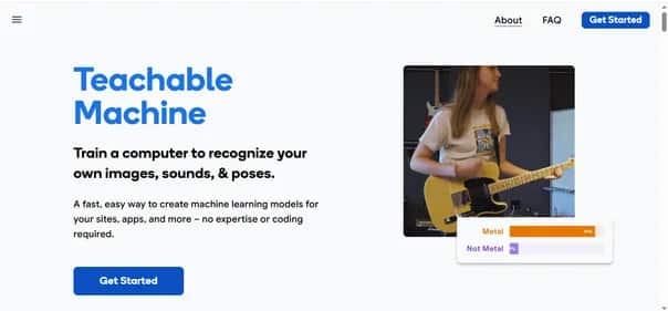 Teachable Machine - Tool preview