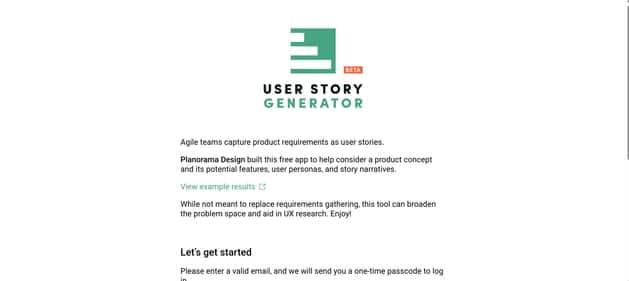 User Story Generator - Tool preview
