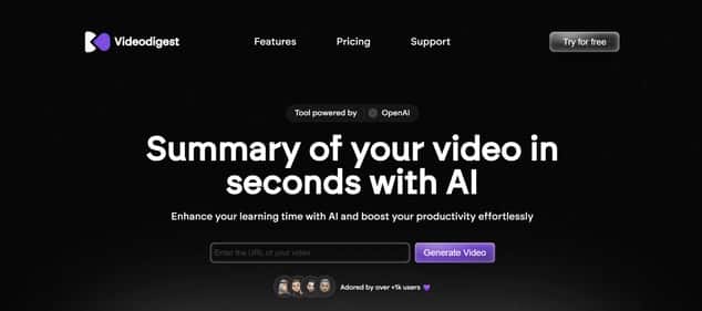 VideoDigest - Tool preview