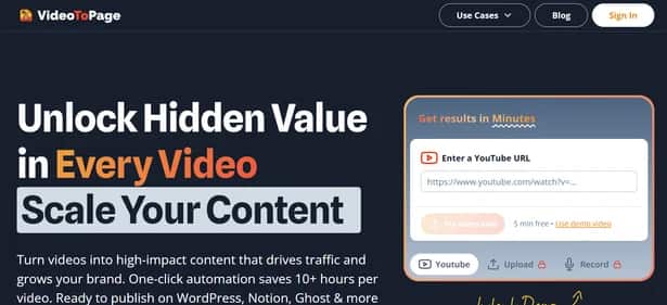 VideoToPage - Tool preview