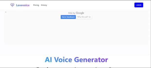 Lovevoice AI Voice Generator - Tool preview