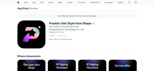 Prookie: Hair AI Hairstyle app - Tool preview