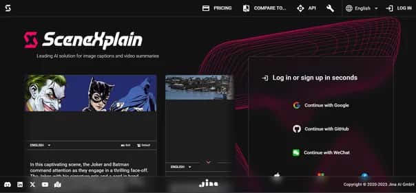 SceneXplain - Tool preview