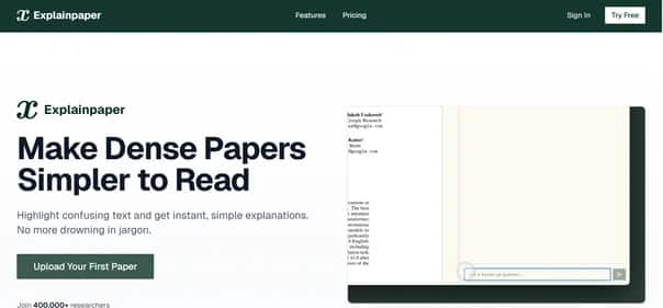 Explainpaper - Tool preview