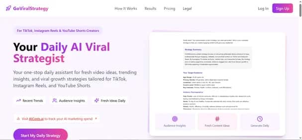 GoViral Strategy - Tool preview