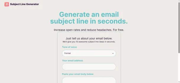 Subject Line Generator - Tool preview