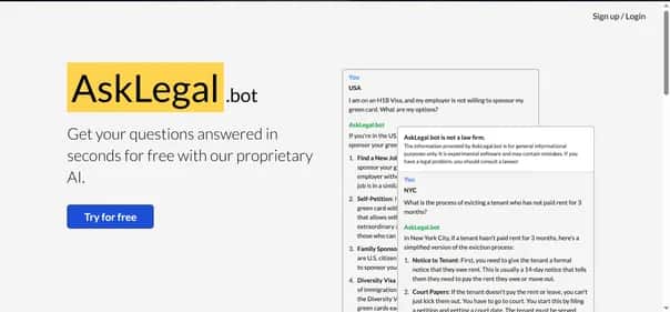 AskLegal Bot - Tool preview