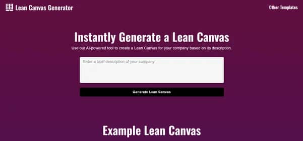 Lean Canvas AI - Tool preview