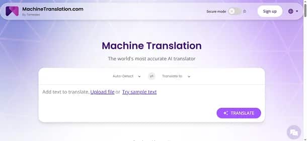 MachineTranslation.com - Tool preview