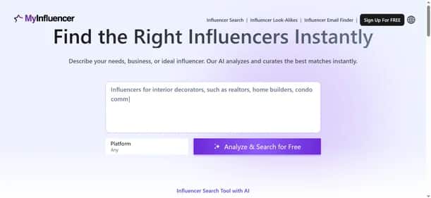 MyInfluencer - Tool preview