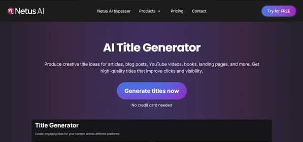 NetusAI Title Generator - Tool preview