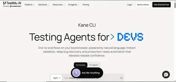 Kane CLI By TestMu AI - Tool preview