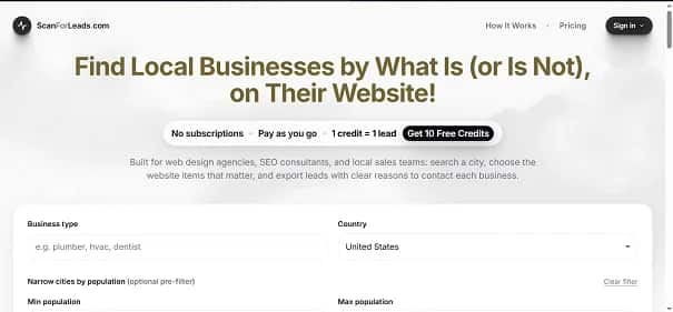 ScanForLeads - Tool preview