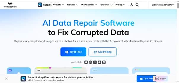Wondershare Repairit - Tool preview