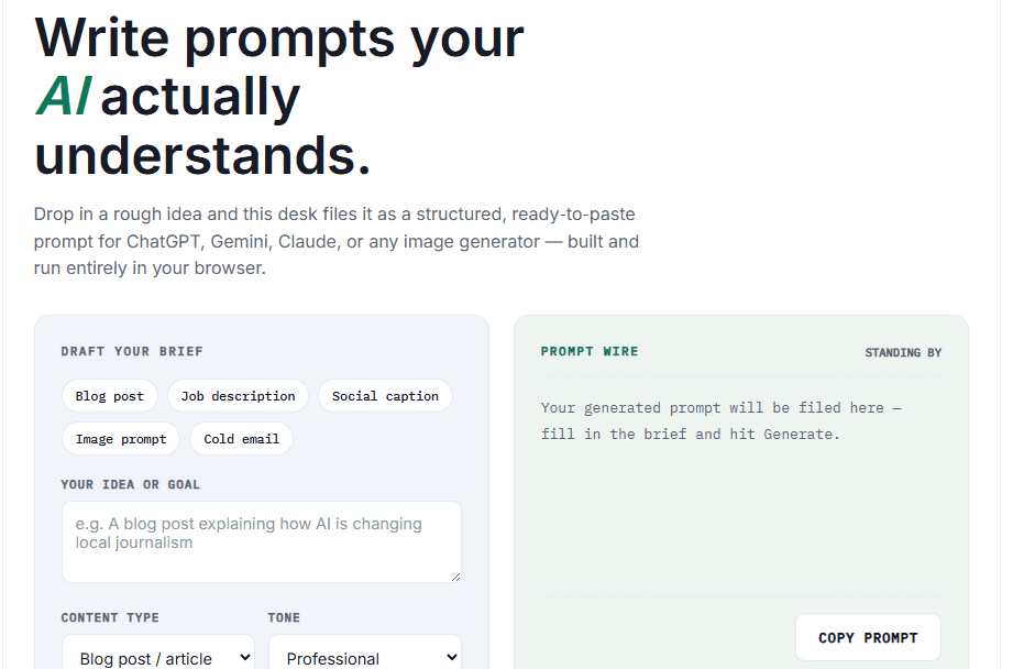 AI Prompt Generator - Tool preview