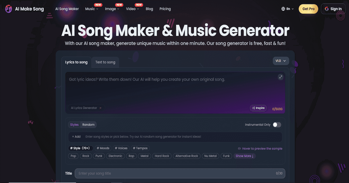 AI Make Song - Tool preview