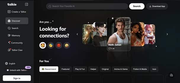 Talkie AI - Tool preview