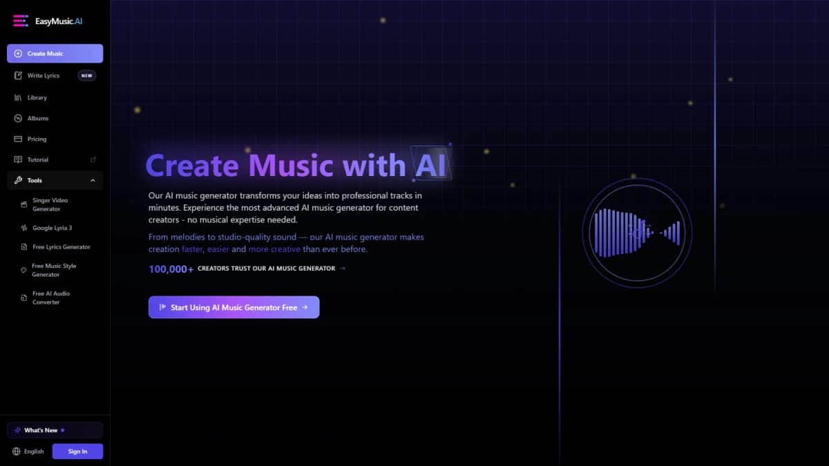 EasyMusic AI - Tool preview