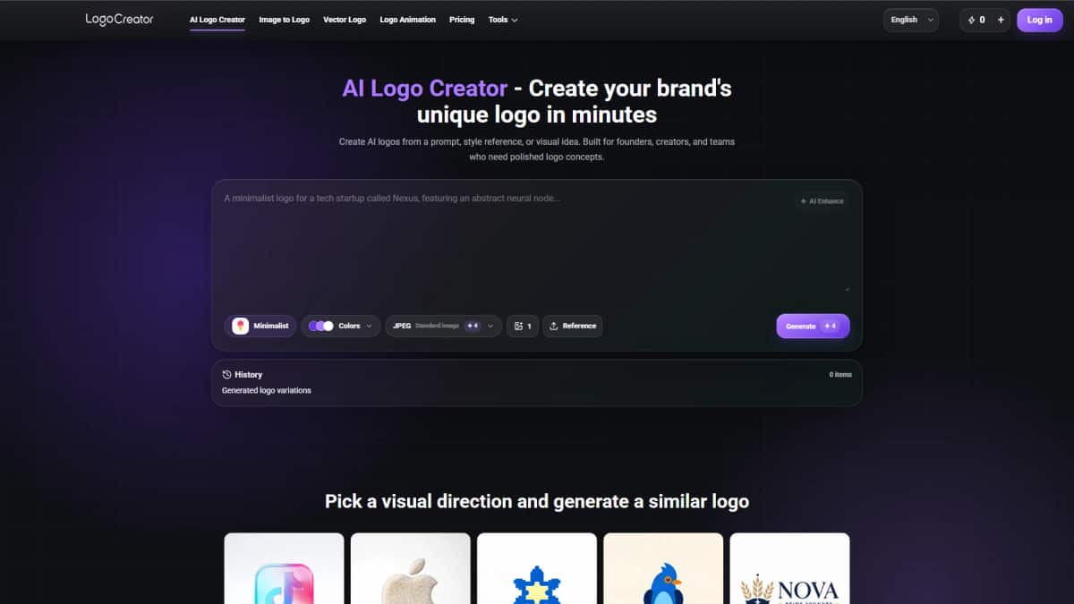 The Logo Creator AI - Tool preview