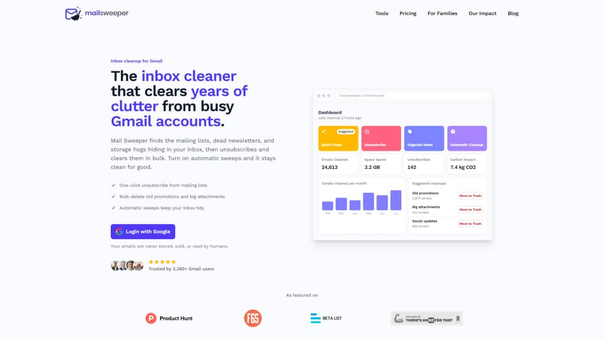 MailSweeper - Tool preview