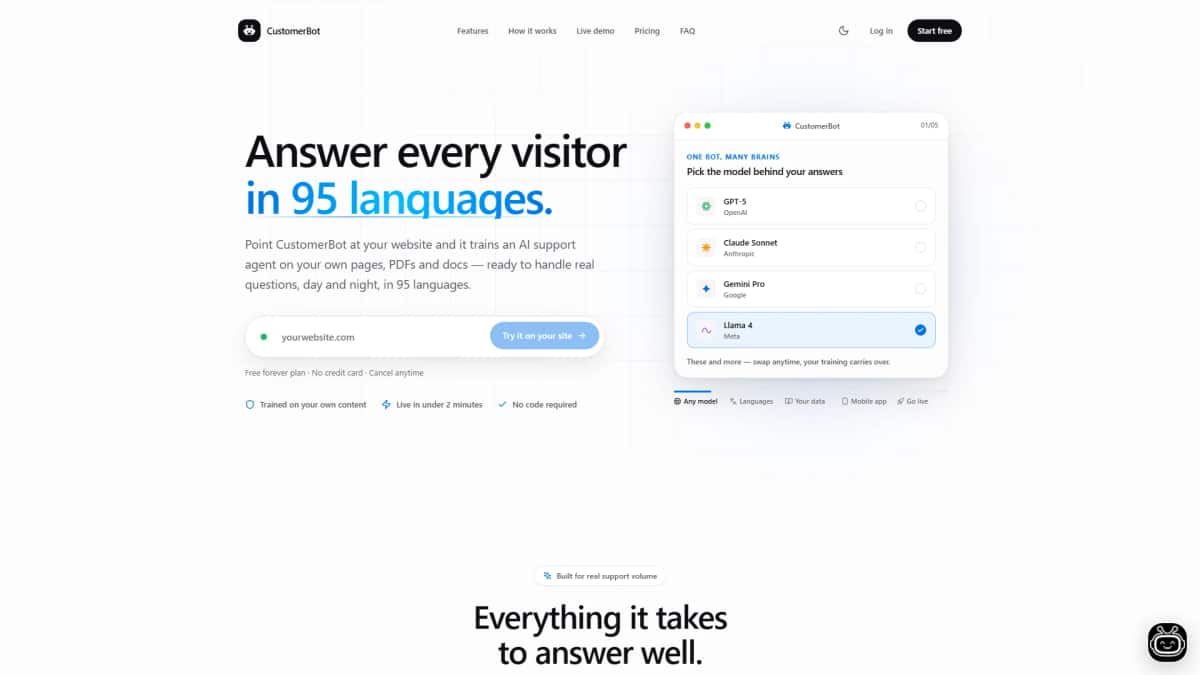 CustomerBot - Tool preview