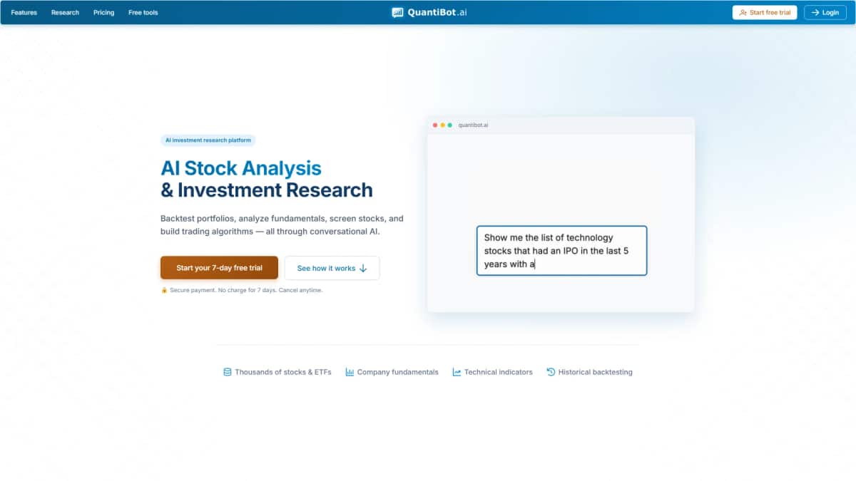 QuantiBot.ai - Tool preview