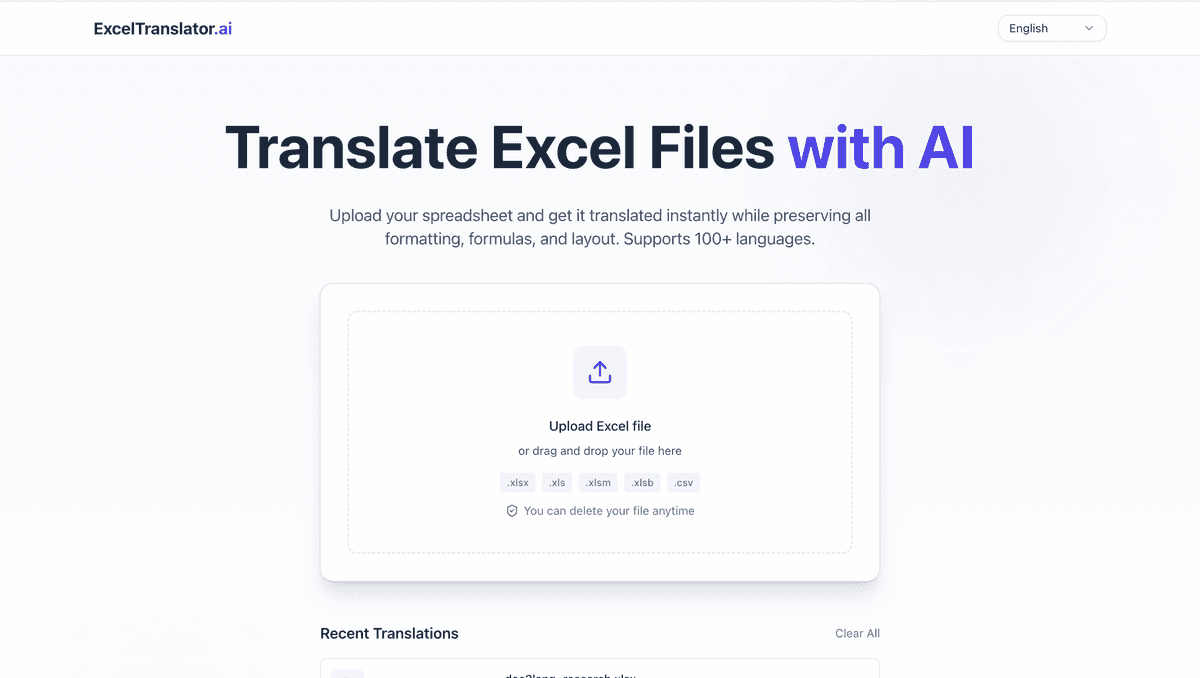 Excel Translator - Tool preview