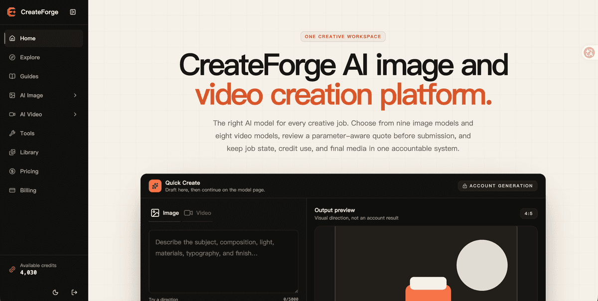 CreateForge AI - Tool preview