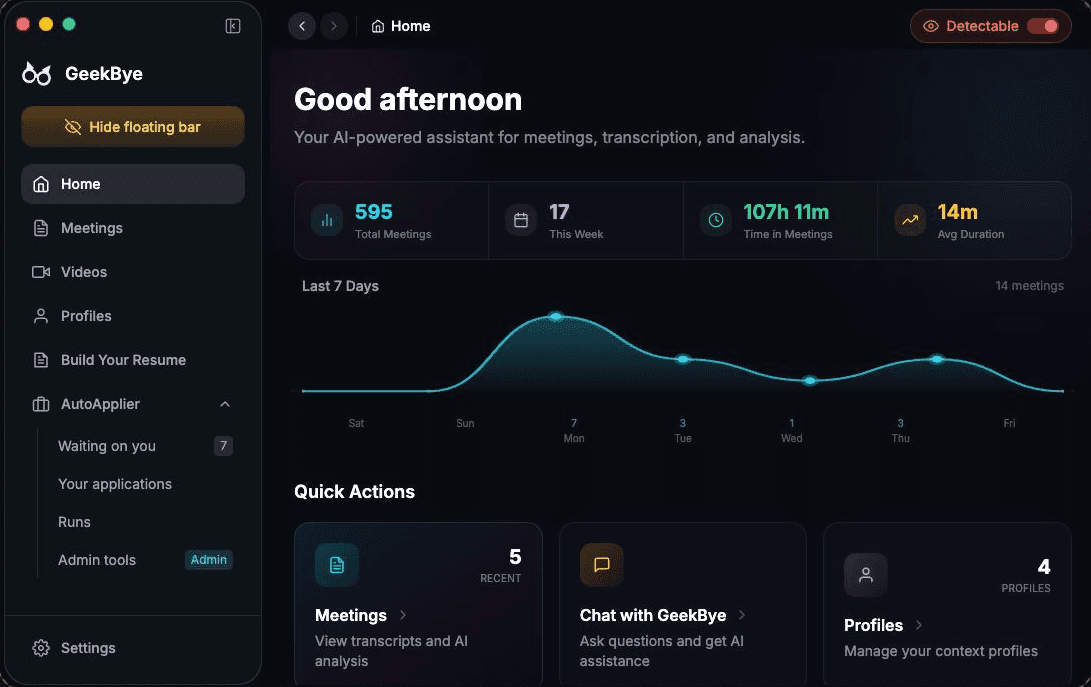 GeekBye - Tool preview