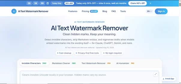 AI Text Watermark Remover - Tool preview