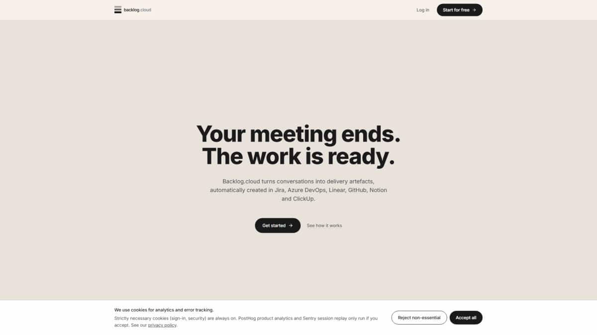 Backlog.cloud - Tool preview