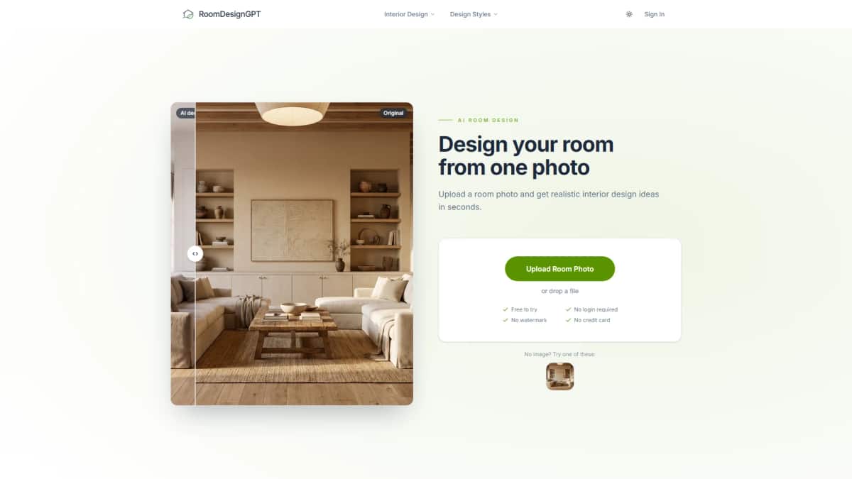 RoomDesignGPT - Tool preview