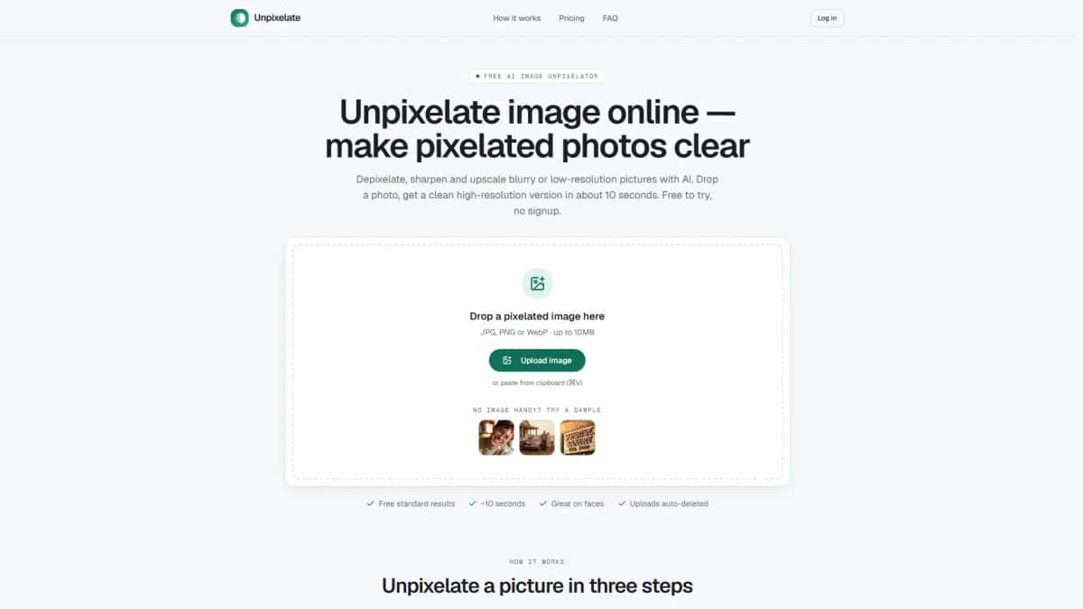 Unpixelate - Tool preview