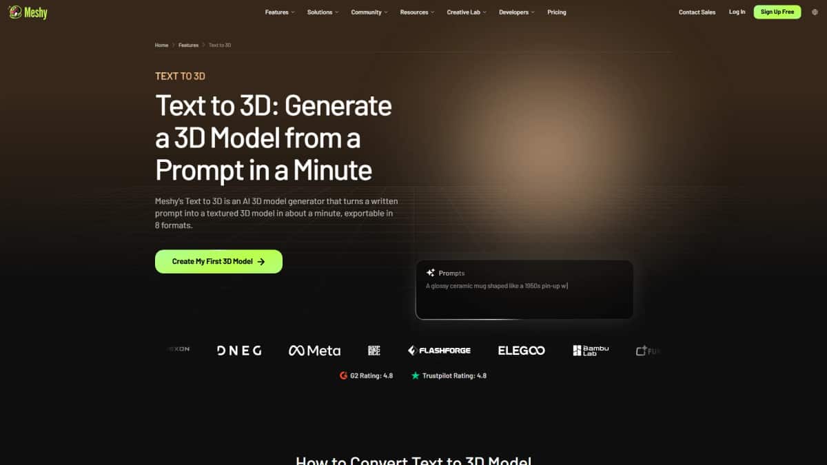 Meshy Text to 3D - Tool preview