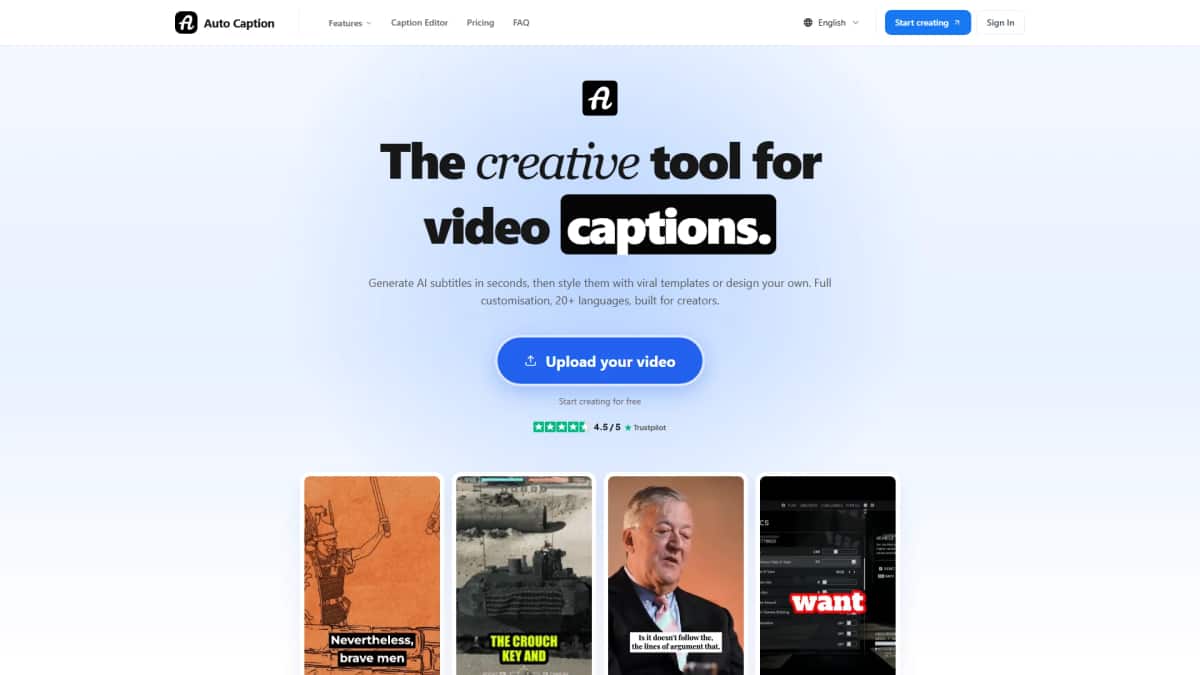 Auto Captioner - Tool preview