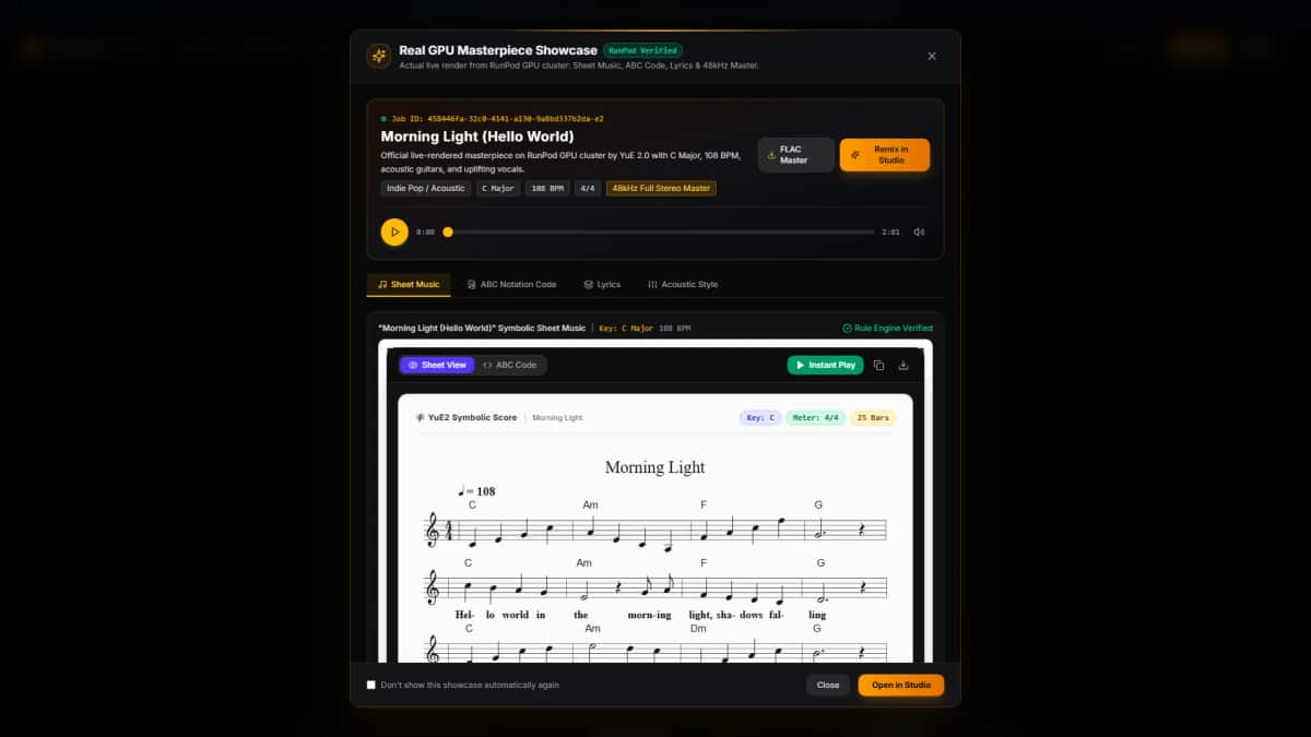 YuE2 Music Studio - Tool preview
