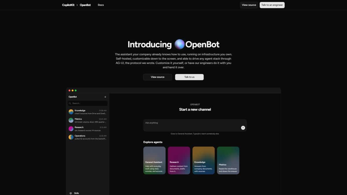 OpenBot by CopilotKit - Tool preview