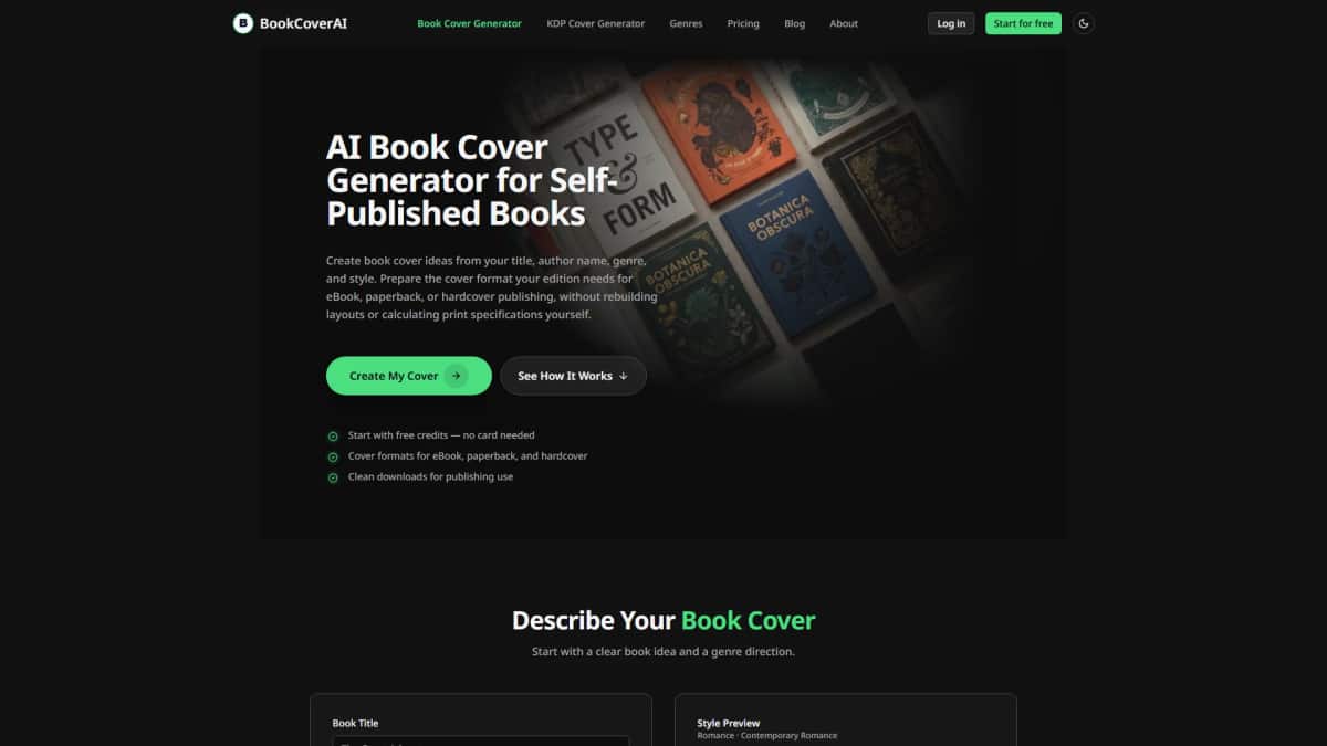BookCoverAI - Tool preview