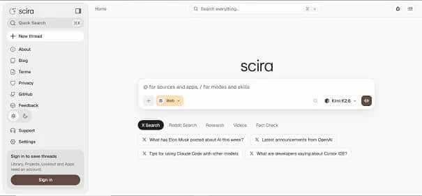 Scira - Tool preview