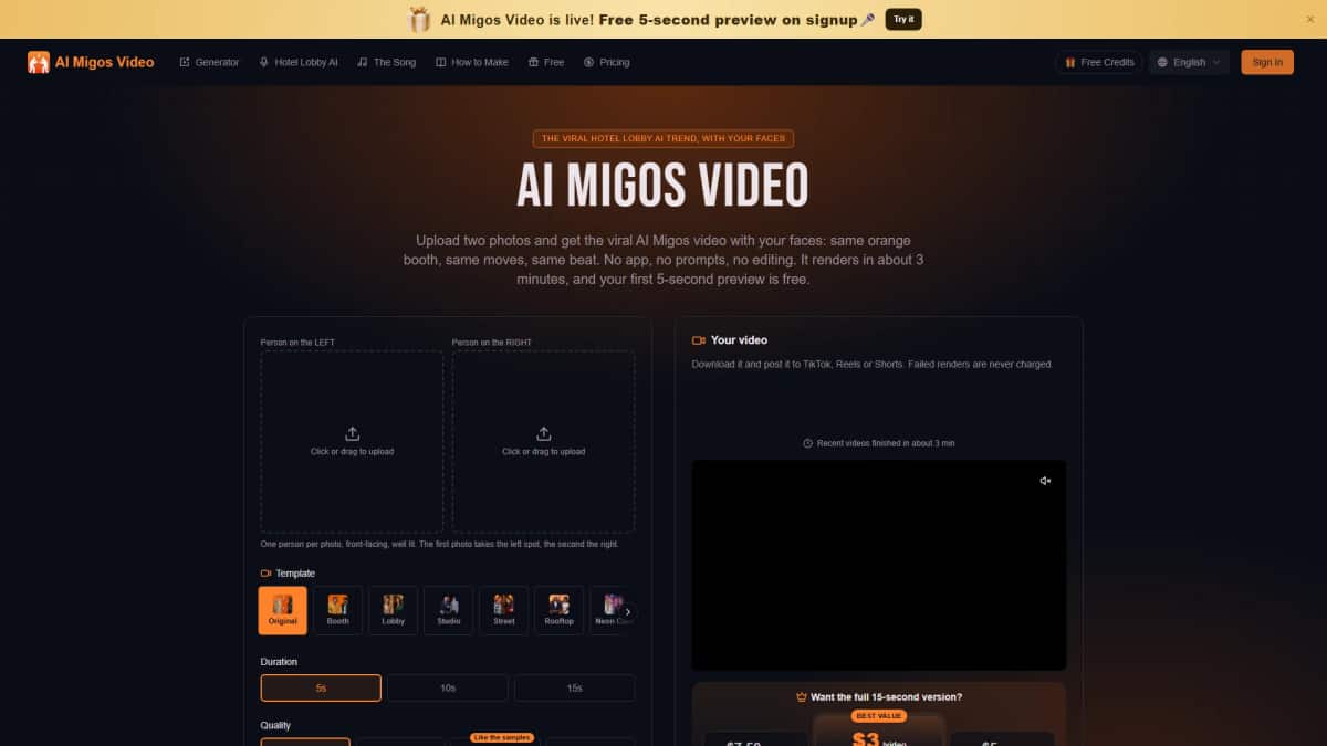 AI Migos Video - Tool preview
