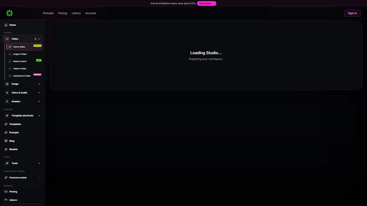 KiwiMotion AI - Tool preview