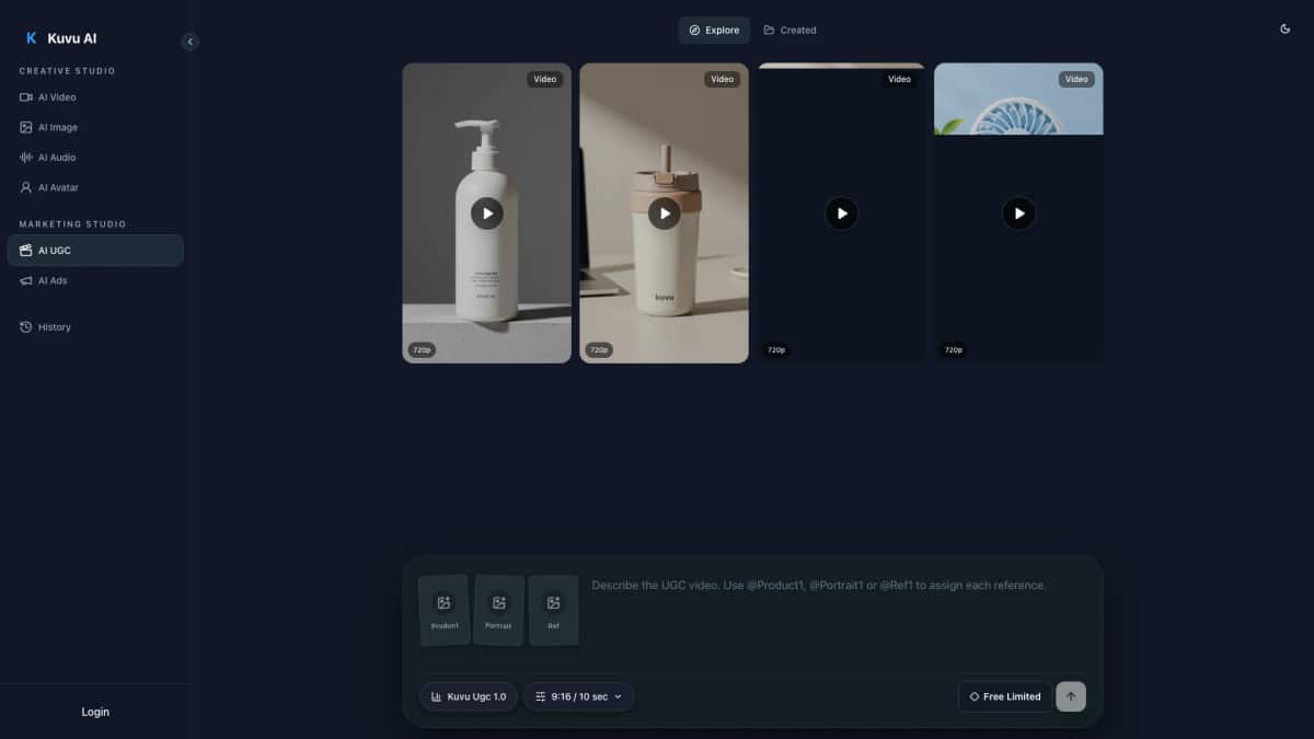 Kuvu AI UGC - Tool preview