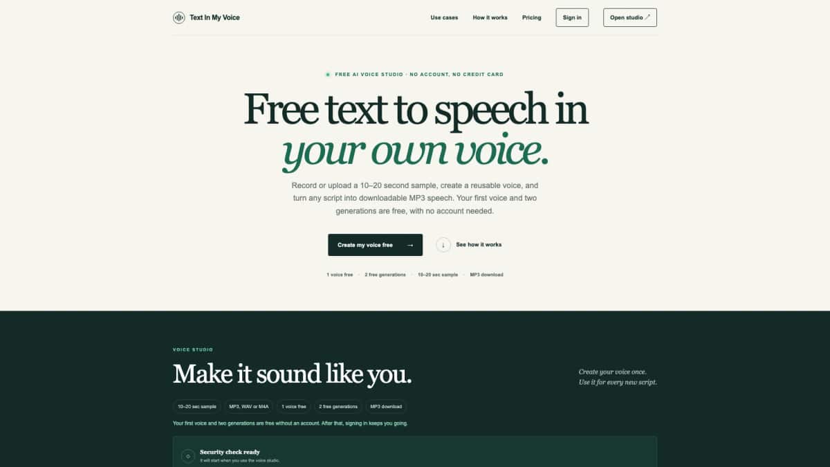 TextInMyVoice - Tool preview