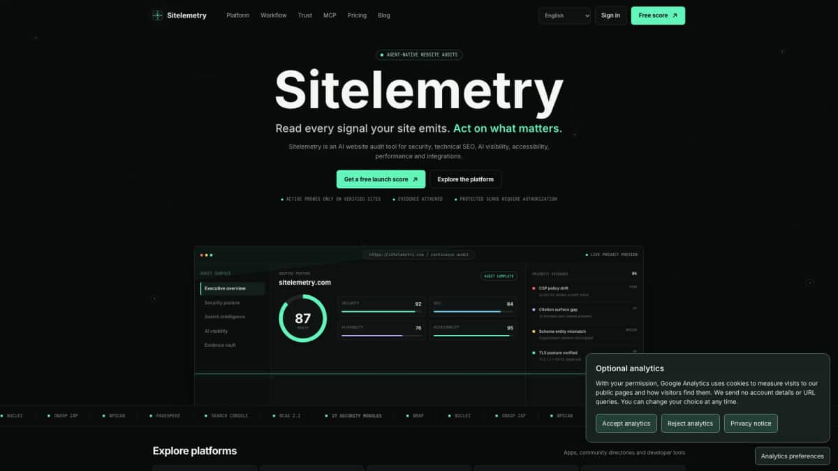 Sitelemetry - Tool preview