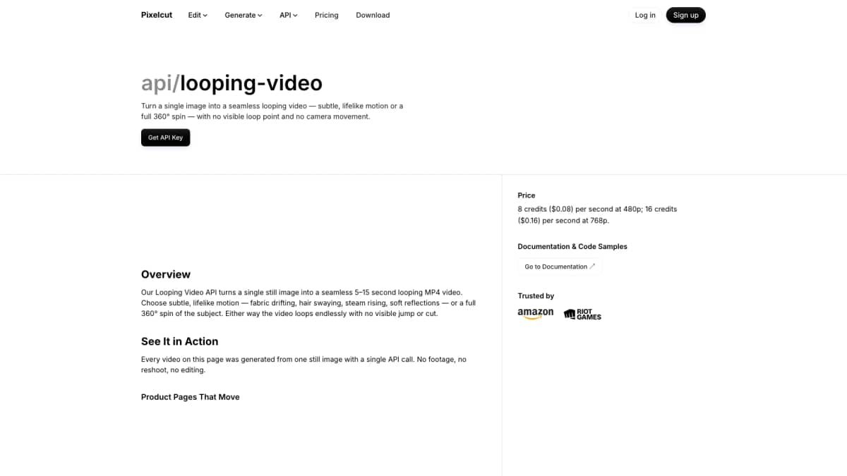 Pixelcut | Looping Video API - Tool preview
